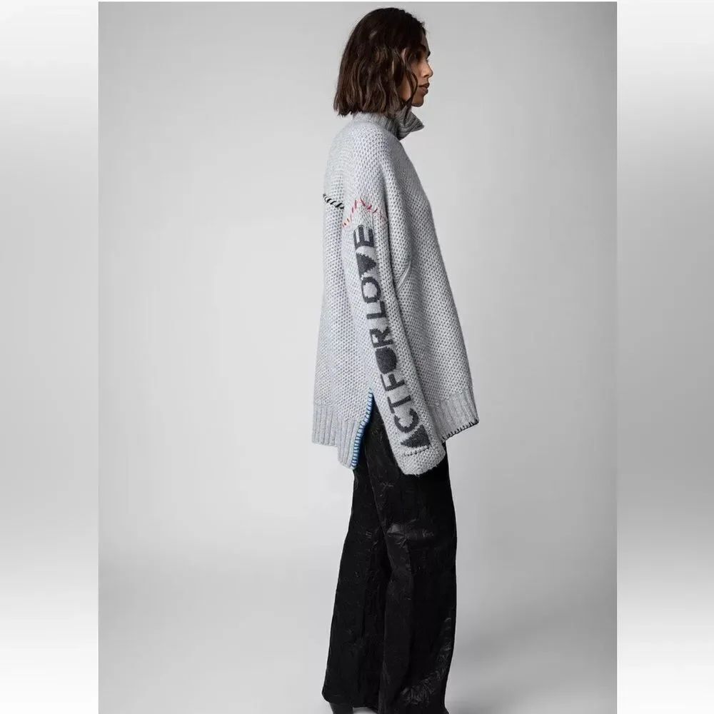 $998 Zadig & Voltaire Alma Pocket Cashmere Sweater Jumper Pullover NWT FLAWED - Picture 3 of 16